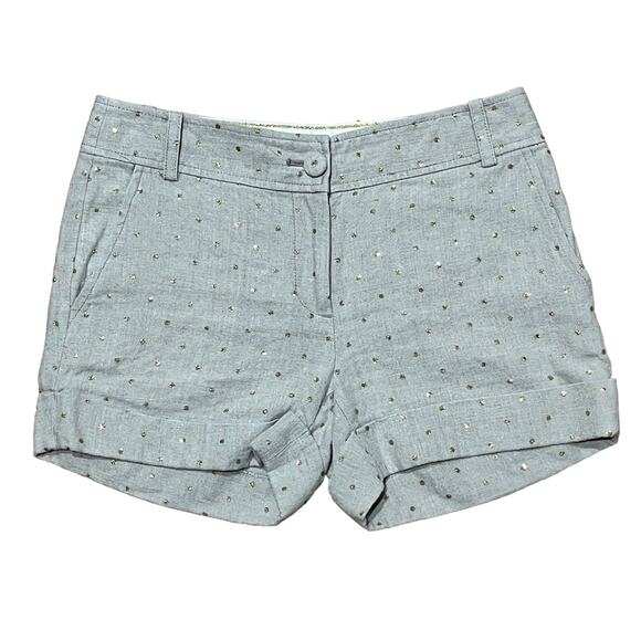 J. Crew Pants - J. Crew 100% Linen City Fit Shorts Women's 2 Beige Gold Polka Dots W30 L3.5